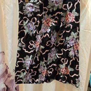 Vintage Knit Stuff Black Floral Skirt